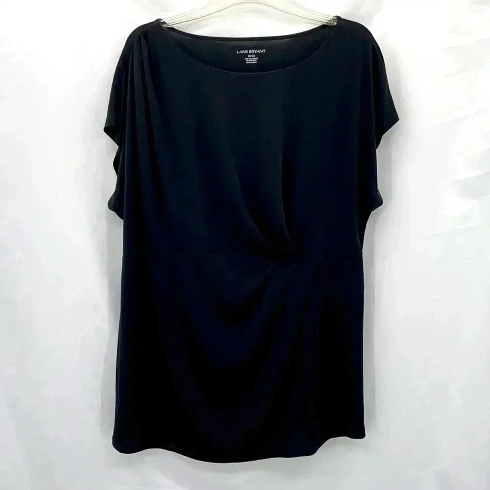 Lane Bryant Black Polyester Top 22/24 Short Sleeves